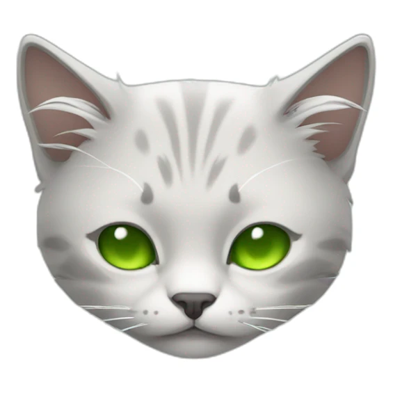 cat with white hair and gray highlights with green eyes sleeping sticker