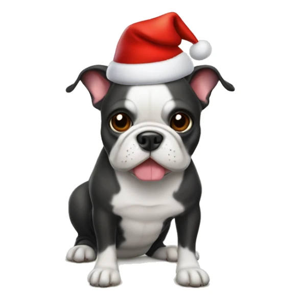French bull dog wearing a Christmas hat  sticker
