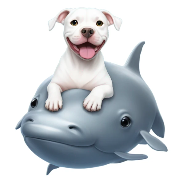 White pitbull on top of beluga whale sticker