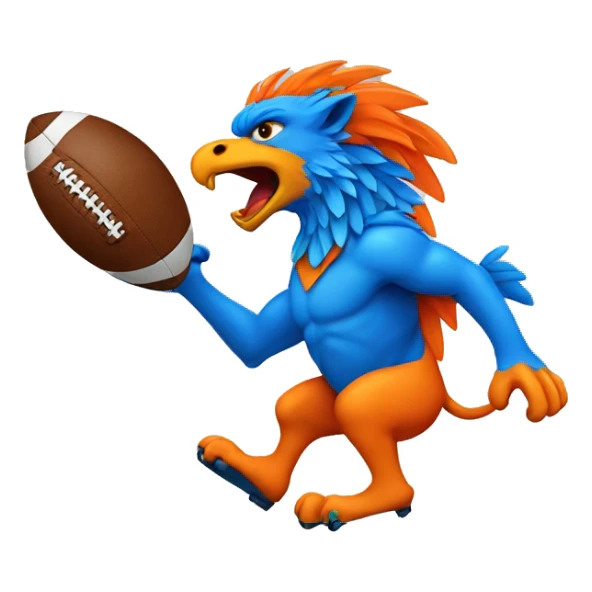 Wild Griffin with Football in blue and Orange  sticker