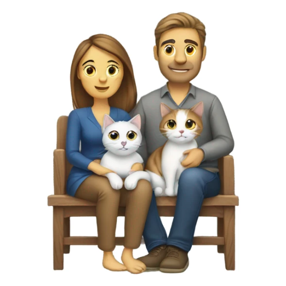 Husband and wife with two cats sticker