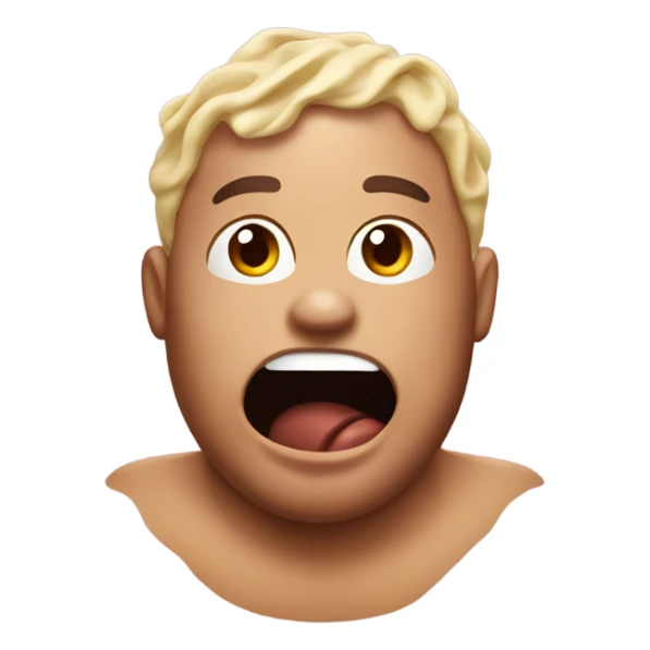 Fat guy no shirt chocolate ice cream on his face sticker