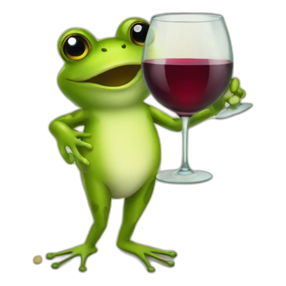 a frog with a glass of wine sticker