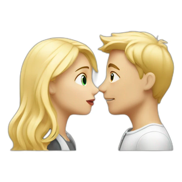 a blonde girl kissing blond europeen boy sticker