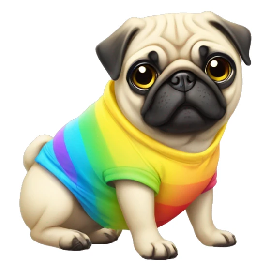 Rainbow pug wearing banana pajamas sticker