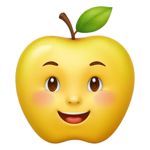 Yellow apple emoji biting lip and raising one eyebrow sticker