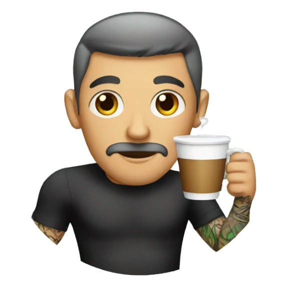 tattooed men drinking a cup of coffee sticker
