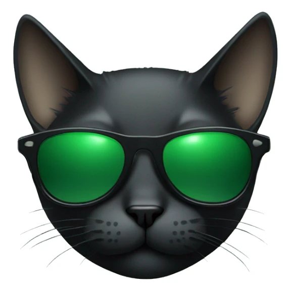 Black cat wearing green sunglasses sticker