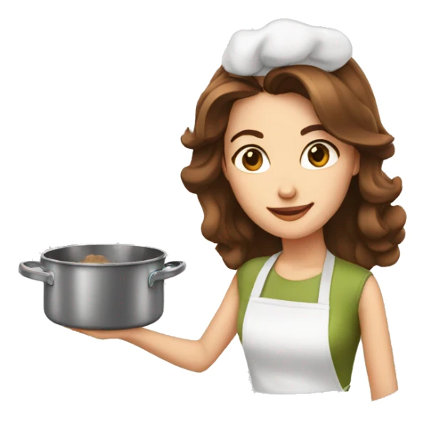 young and beautiful Woman with brown hairs cooking sticker
