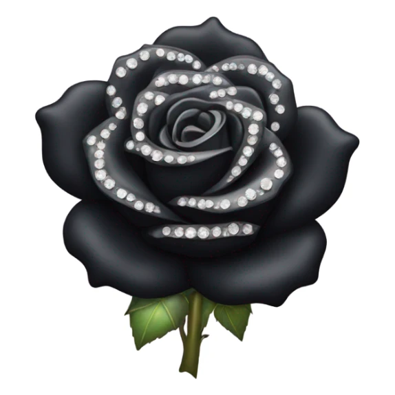 Black rose with crystals on rose petals sticker