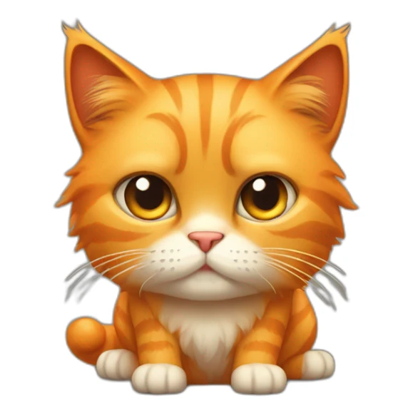 full body orange cute hairy cat with grumpy face and mangos aroung sticker