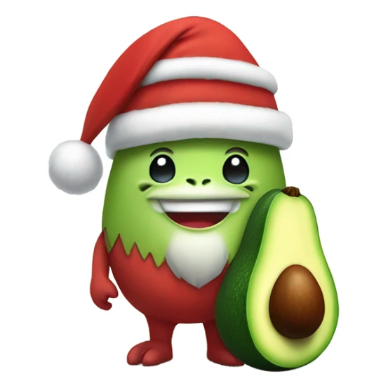 Avocado wearing dinosaur with Santa Claus sticker
