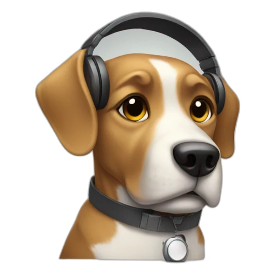 Dog listens to music with headphones sticker