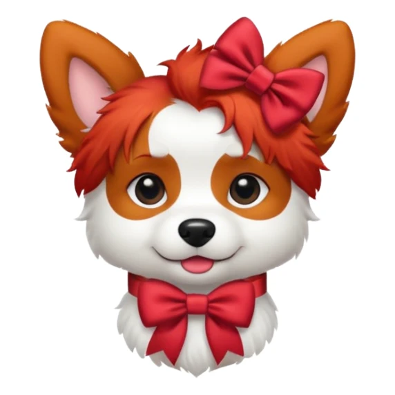very red haired white dog with a bow on hair sticker