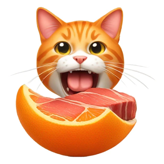 Orange cat with Steak in the mouth sticker
