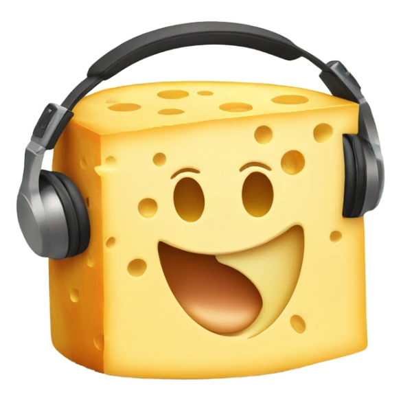 Round block of cheese listening to music sticker