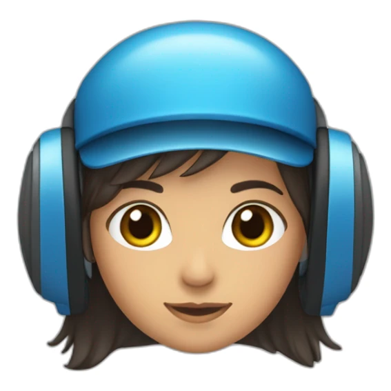 Fille brune avec un casque bleu sticker