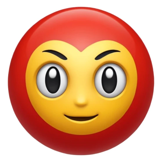 🔴 Parte de cima: vermelha, lisa e brilhante
⚪ Parte de baixo: branca
➖ No meio: uma faixa preta horizontal que divide a bola ao meio
⚪ No centro da faixa: um botão redondo branco (ou cinza claro), que parece um pequeno círculo
Formato: ⚪ Bola perfeitamente redonda sticker