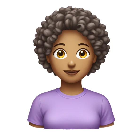 curly hair woman with lilac t shirt sticker