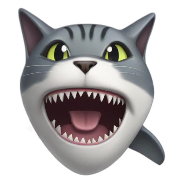 cat in a shark mouth sticker