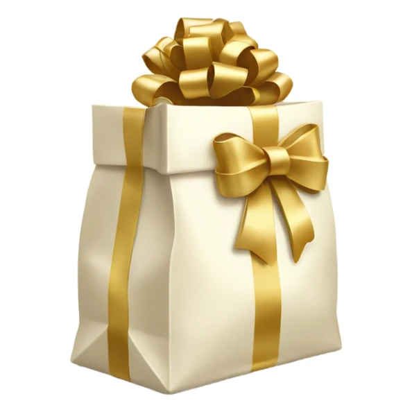 Ivory Gift bag tied with gold bow  sticker