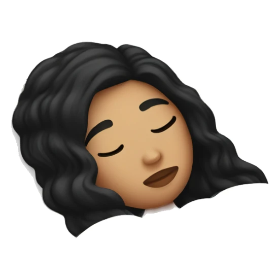 white girl with black hair sleeping in bed sticker
