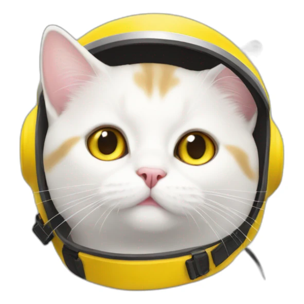 White munchkin cat in yellow helmet sticker