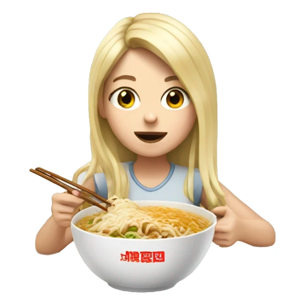 white blonde girl eating ramen  sticker