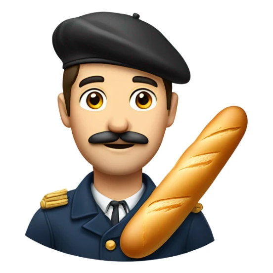 French guy with beret baguette and mustache  sticker