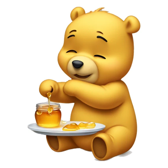 whinney pooh being very cute and sad while eating honey sticker