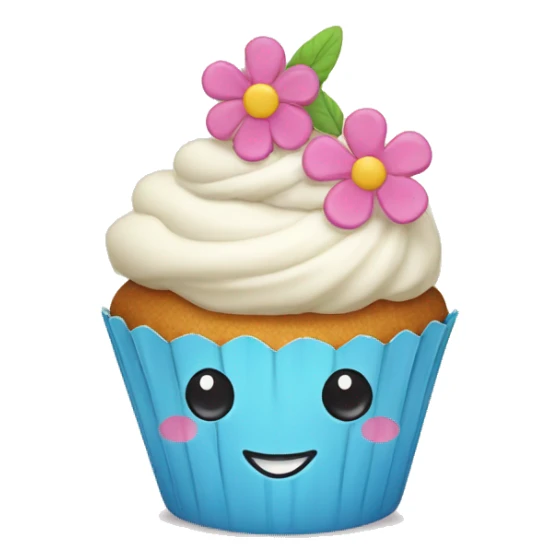 Happy cupcake with the icing a flowers on top  sticker