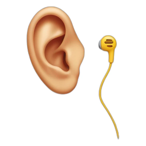 Close up of an ear wearing an earbud sticker