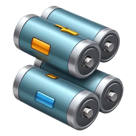 Two dead batteries stacked on top of each other, depleted, empty power sticker