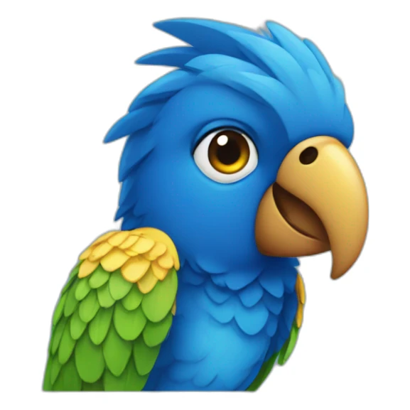 close up view of blue parrot sticker