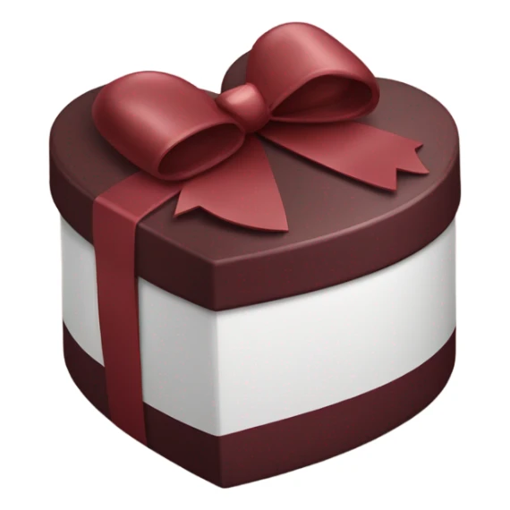 Burgundy Heart box of chocolates with a white bow sticker