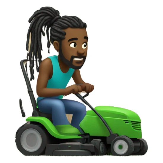 Black man with dreads in ponytail is mowing  lawn sticker