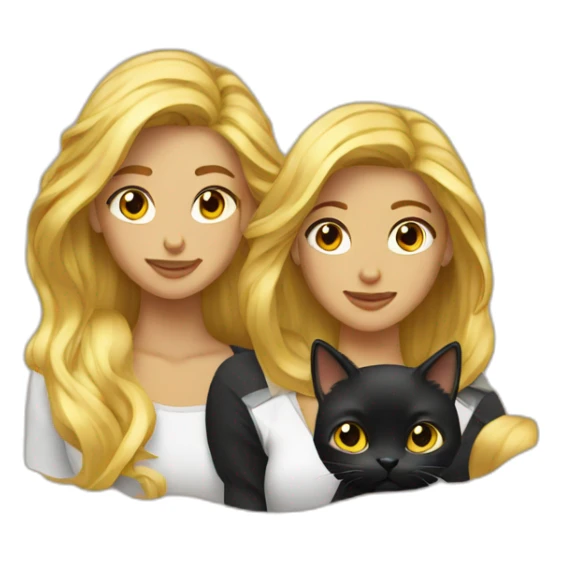 gold hair two women with one black cat sticker
