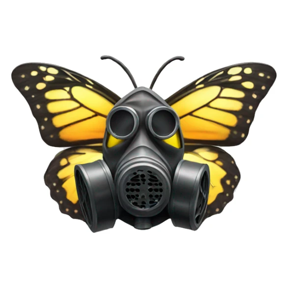 Butterfly wearing gas mask sticker