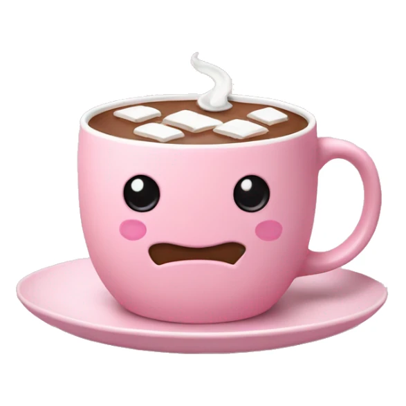 hot chocolate in a pastel pink mug on a plate sticker