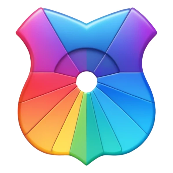 Davinci resolve "Power grades" shape, glossy iconm (rainbow colors) sticker