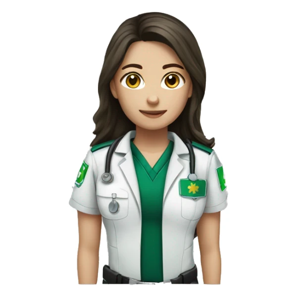 Paramedic brunette female green uniform longhair sticker