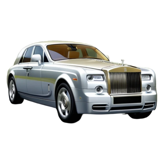 Rolls-Royce Phantom (2022) – cinematic-realistic Rolls-Royce Phantom, its polished silver frame glistening under the sun as it glides down a winding, tree-lined road. The iconic Spirit of Ecstasy hood ornament stands proudly, the V12 engine hums silently as the car cuts through the serene countryside, embodying elegance and power. sticker