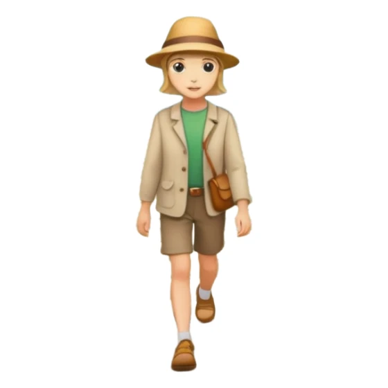 somone walking in a garden on a path with flower and trees around him sticker