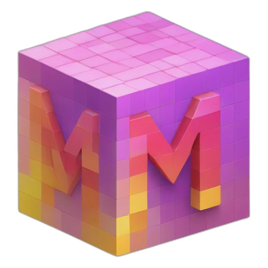 Letter "M" made of cube of pixels sticker