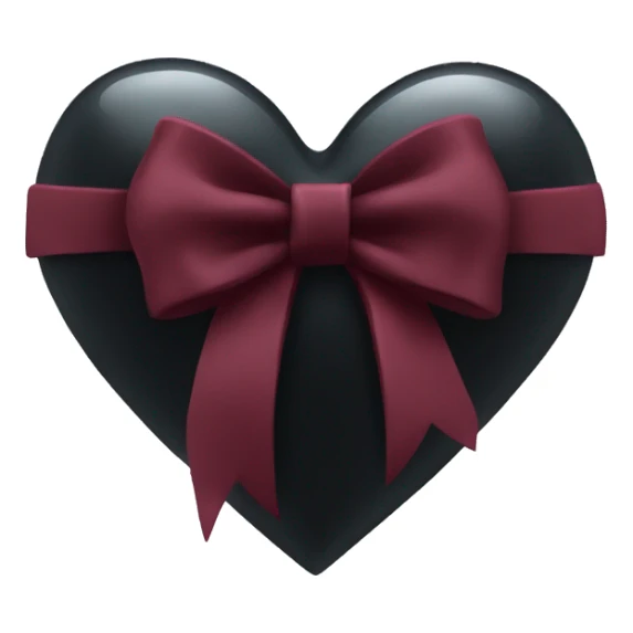 crystal black heart wrapped in a burgundy bow sticker