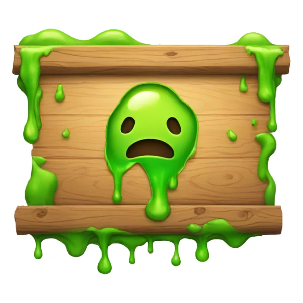 Wooden sign that says OPEN dripping with slime sticker