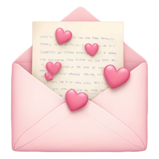 romantic letter with pastel pink hearts sticker
