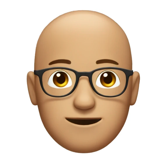 A guy with a brown circular face and has glasses and has a circular head shape and has no hair and also no ears. sticker