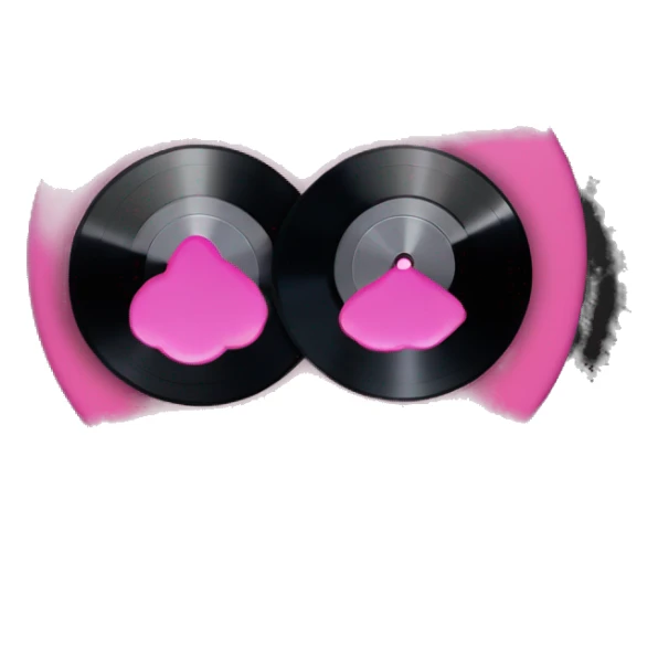 black vinyl record with pink center sticker