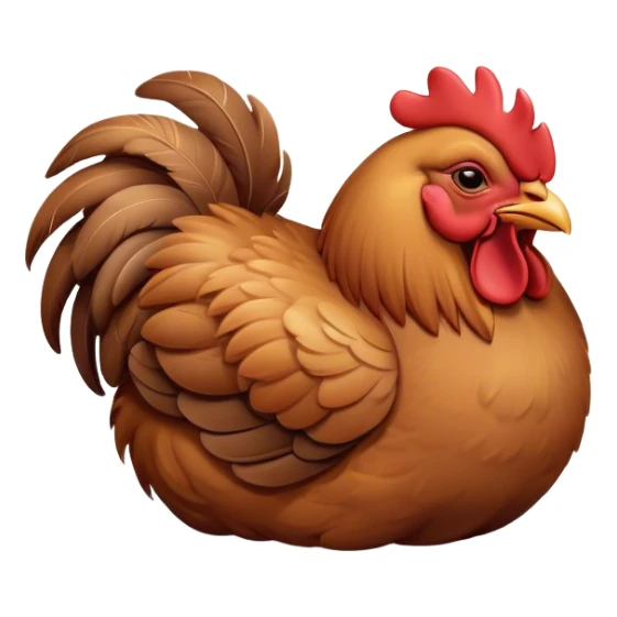 Meme-Worthy Cute Sleeping Brown Rooster Portrait Emoji, Head resting peacefully with a contented smile, showcasing a robust build and a luxuriously soft brown plumage, eyes shut in a serene, restful nap, Simplified yet hilariously adorable features, highly detailed, glowing with a soft, drowsy light, high shine, relaxed and utterly lovable, stylized with an air of playful laziness, bright and heartwarming, soft glowing outline, capturing the essence of a comically sleepy rooster, so meme-worthy it feels like it could instantly become the next viral sensation of adorable slumber! sticker